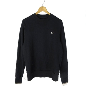 フレッドペリー FRED PERRY CREW NECK SWEATSHIRT トレーナー スウェット 長袖 コットン 裏毛 ロゴ 刺繍 M7535 紺 ネイビー M ■SM1 メンズ