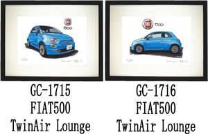 GC-1715 フィアットFIAT 500・GC-1716 フィアットFIAT 500限定版画300部 直筆サイン有 額装済●作家 平右ヱ門 希望ナンバーをお選び下さい