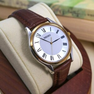 《美品》SEIKO Dolce 腕時計 シェル文字盤 QZ 新品ベルト a 