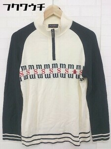 ◇ Munsingwear マンシングウェア ハーフジップ 長袖 ニット セーター サイズM ホワイト系 ブラック メンズ