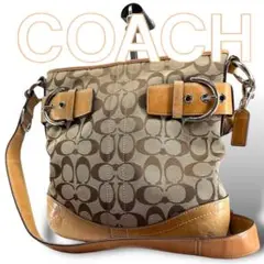 美品 COACH 03574 ショルダーバッグ シグネチャー ベージュ