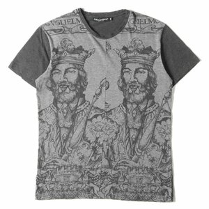 DOLCE&GABBANA ドルチェ&ガッバーナ ノーマンキング グラフィック 切替 半袖 Tシャツ 近年モデル Norman King グレー ネイビー イタリア製