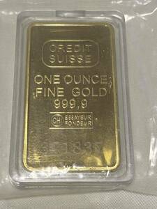 インゴット　/ スイスCREDITSUISSE　/記念金貨コイン・金貨バー長方形 GOLD 31.8g 24kgp Gold Plated ケース付き