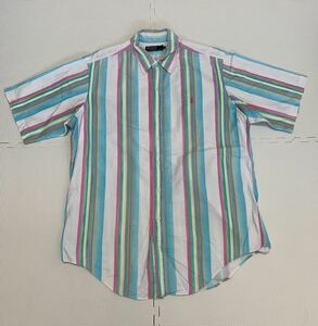 ★90ｓ　Polo by Ralph Lauren ラルフローレン ストライプ 半袖シャツ 