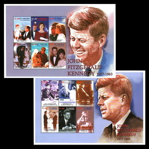 ■セントビンセント切手　ジョン・Ｆ・ケネディ大統領　6種シート2枚