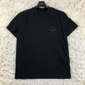 希少1円◎PRADA プラダ　Tシャツ　カットソー　S ロゴ　刺繍　黒　ブラック　近年モデル