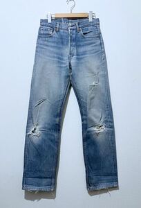 USA製 バレンシア製 90’s Levi’s 501 デニムパンツ クラッシュデニム ボタン裏 555 ヴィンテージ リーバイス 501-5900 W29