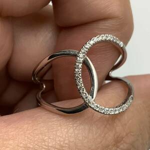K18 18金　ダイヤモンドリング　指輪　3.5g 約22号　ダイヤ 0.16ct