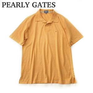 PEARLY GATES パーリーゲイツ コットンポロシャツ ゴルフ ボーダー オレンジ Lサイズ春夏 ポロシャツ 半袖 半袖ポロシャツ 