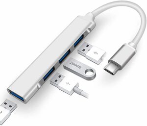 USBハブ USB3.0 4ポート 増設 Type-C バスパワー 高速データ転送 PC パソコン タブレット MacBook Windows android スマホ ad-tyc4phub