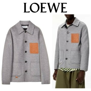 定価35万円 LOEWE ロエベ 2022SS カシミヤ ワークウェアジャケット 46 S コート ウール シャツ バッグ 44 ロゴ レザー アナグラム グレー