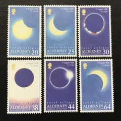 (おまとめ済み)外国未使用切手　ガーンジー・オルダニー島　1999日蝕   6枚