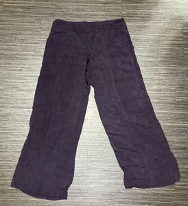 フラジール　ワイドパンツ　サテン　紫　FRAGILE　サイズ36　 wide low-rise loose pants purple satin ワークパンツ