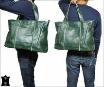 LRM330★高質品 少数入荷 レザートートバッグ モスグリーン 高級本革 大容量 肉厚で丈夫な鞄 緑 男女