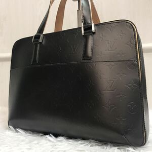 使用数回●ルイヴィトン LOUIS VUITTON マルデン ハンドバッグ トートバッグ モノグラムマット メンズ ビジネス 黒 ブラック レザー ヌメ革