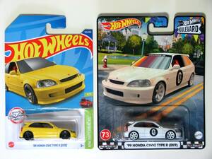 ホットウィール　hot　wheels　ホットホイール　99 HONDA CIVIC TYPE R　EK9　ホンダ　シビック　タイプR　2台セット