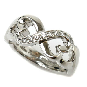 TIFFANY&Co. ティファニー K18WG ホワイトゴールド ダブルラヴィングハート リング・指輪 ダイヤモンド 6.5号 4.7g レディース 中古 美品