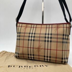 BURBERRY LONDON バーバリー ロンドン ショルダーバッグ PVCレザー ノバチェック シャドーホース ブラウン レッド 保存袋