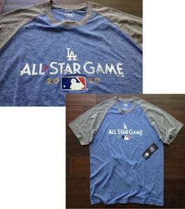 【既決USA】MLB ・ メジャーリーグベースボール@完売胸元【LA ALL STAR GAME】ロゴ入Tシャツ【ALL STAR GAME 2020 Tee】Blue x Grey @2XL