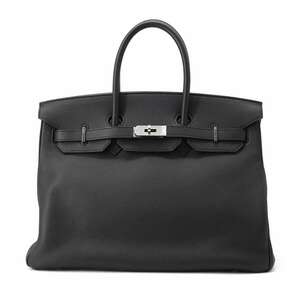 エルメス バーキン35 ブラック/シルバー金具 トリヨンクレマンス □L刻印 HERMES Birkin ハンドバッグ 黒 【安心保証】