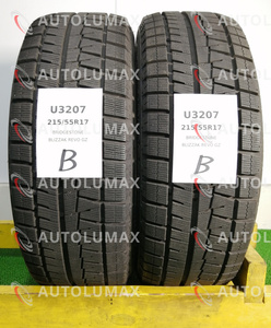 215/55R17 94Q Brigestone BLIZZAK REVO GZ 中古 スタッドレスタイヤ 2本セット 送料無料 215/55/17 ブリヂストン U3207.B