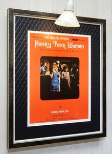 ローリング・ストーンズ/ホンキー・トンク・ウィメン オリジナル 楽譜 1969/Honky Tonk Women/Framed Rolling Stones/ロック ディスプレイ