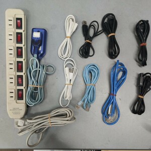 電撃タップ、USB-Bケーブル、メガネケーブル、LANケーブル　12点セット