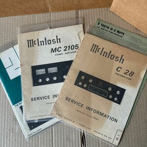 マッキントッシュ Mcintosh C 28 /MC 2105 「SERVICE INFORMATION」「カタログの一部, OWNER