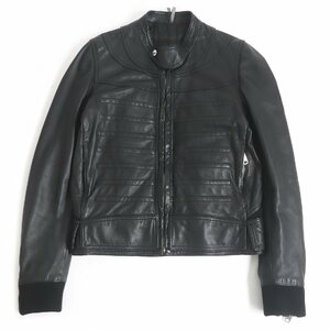 美品 Dior HOMME ディオールオム 8H3541040003 ZIPUP 中綿入り ナポレオン ラムレザージャケット ブラック 44 イタリア製 正規品 メンズ