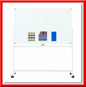 【新品即決】ホワイトボード 移動式 キャスター付き 両面仕様（幅180cm 高さ90cm）