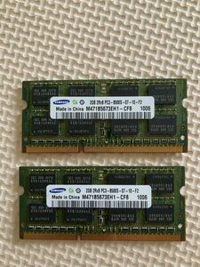 【0427】ノートPC用メモリ SAMSUNG 2GB 2Rx8 PC3-8500S-07-10-F2 M471B5673EH1-CF8　1006　計2枚