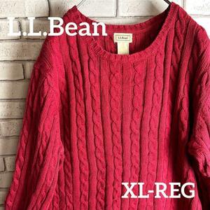 LLbean　エルエルビーン　丸首ニットセーター　XL-REGサイズ　ワインレッド赤
