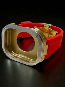 アップルウォッチ　ウルトラ　カバー　Apple Watch ultra 49mm ラバー　ベルト　バンド　ケース　49ミリ　/ゴールドシルバーレッド