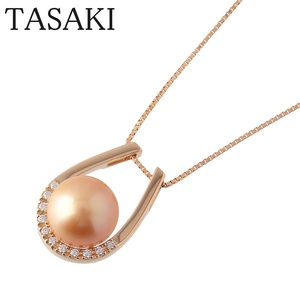 タサキ ダイヤ パール ネックレス ホースシュー ゴールデンパール10.8mm 0.10ct 45cm 750YG 新品仕上げ済 田崎 TASAKI【16125】