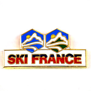 ピンバッジ・スキー六角形フランス雪山と太陽◆フランス限定ピンズ◆レアなヴィンテージものピンバッチ