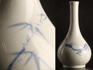【琴》送料無料 朝鮮美術 染付鹿図 花瓶 WK491