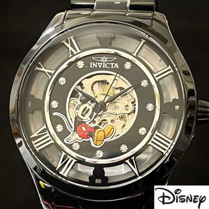 【Disney】ディズニー/INVICTA/新品未使用/ミッキー マウス/メンズ腕時計/希少/プレゼントに/ブラック.黒色/Mickey/自動巻式/お洒落/激レア