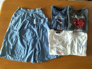 ガウチョパンツ　半袖Tシャツ　長袖Tシャツ　リバーシブルスパンコール　トレーナー　女の子 キッズ　130cm 140cm セット　中古　ガールズ