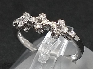VENDOME AOYAMA ヴァンドーム青山 K18 18金 WG ダイヤモンド デザイン リング 指輪 ホワイトゴールド D0.18ct 2.5g #11 店舗受取可