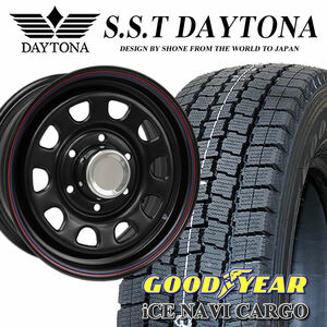 在庫要確認 グッドイヤー アイスナビカーゴ 195/80R15 107/105 SHONE SST デイトナ ブラック 15×6.5J +40 4本価格 冬 NO,GY065SH396