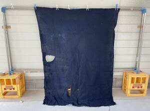 古布⑧　約190×147　藍染　リメイク　素材　パッチワーク　ボロ　かすり　絣　希少　うぶだし　珍品　