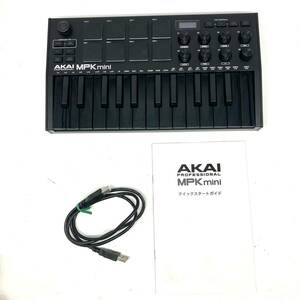 1円スタート　動作未確認 Akai Professional(アカイプロ) MIDIキーボード 25鍵USB ベロシティ対応8パッド音楽制作ソフト MPK mini mk3 黒