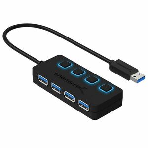 Sabrent USB 3.0 ブルーLEDハブ [4ポート、個別スイッチ付き](HB-UM43)