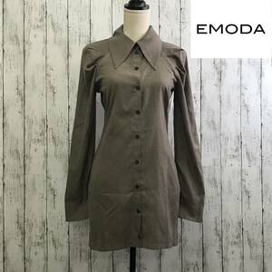 EMODA　エモダ　ビッグカラーシャツワンピース　Fサイズ　グレー　S5.2-288　USED