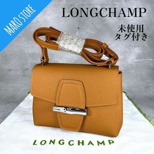 【未使用タグ付き】LONGCHAMP ロゾ ボックス ショルダーバッグ ブラウン