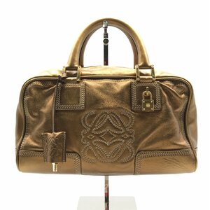 1円 良品 LOEWE ロエベ アマソナ 28 ゴールド金具 ハンド バッグ ゴールド a2181