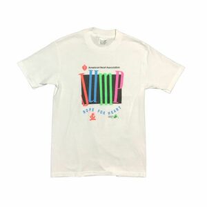 1円 USA製 Tシャツ 白T ホワイト プリントロゴ イラスト コットン メンズ M US古着