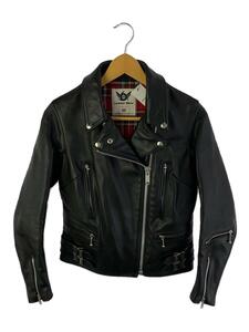 666 Leather Wear◆ダブルライダースジャケット/34/レザー/BLK