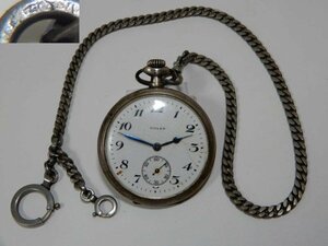 RULER 懐中時計と刻印ある鎖 銀製ケース レターパックプラス可 0521W13G