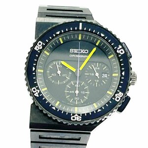 【1円スタート】SEIKO セイコー 7T12-0AV0 スピリット ジウジアーロ クロノグラフ SS ブラック文字盤 クオーツ メンズ腕時計 266470